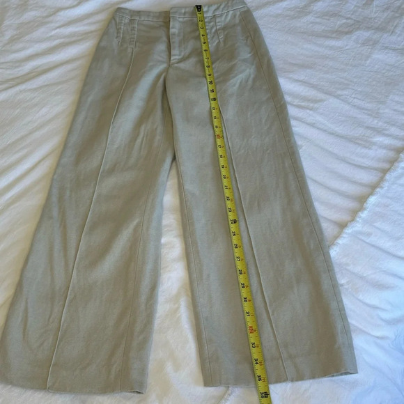 Rumere Linen wide leg pants mid rise cream colour sleek modern clasp closure - Picture 13 of 13
